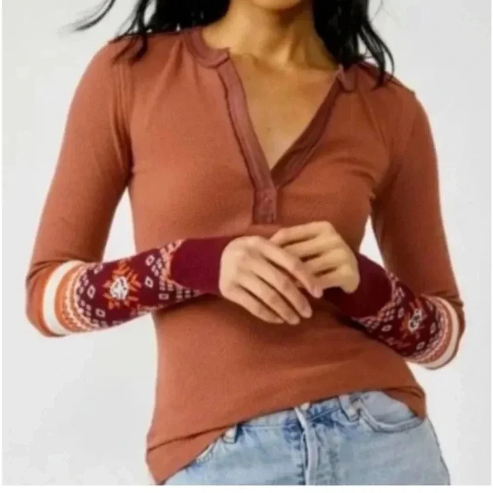 NWT Free People Mikah Layering Cuff Thermal Top Long Sleeve Size XS